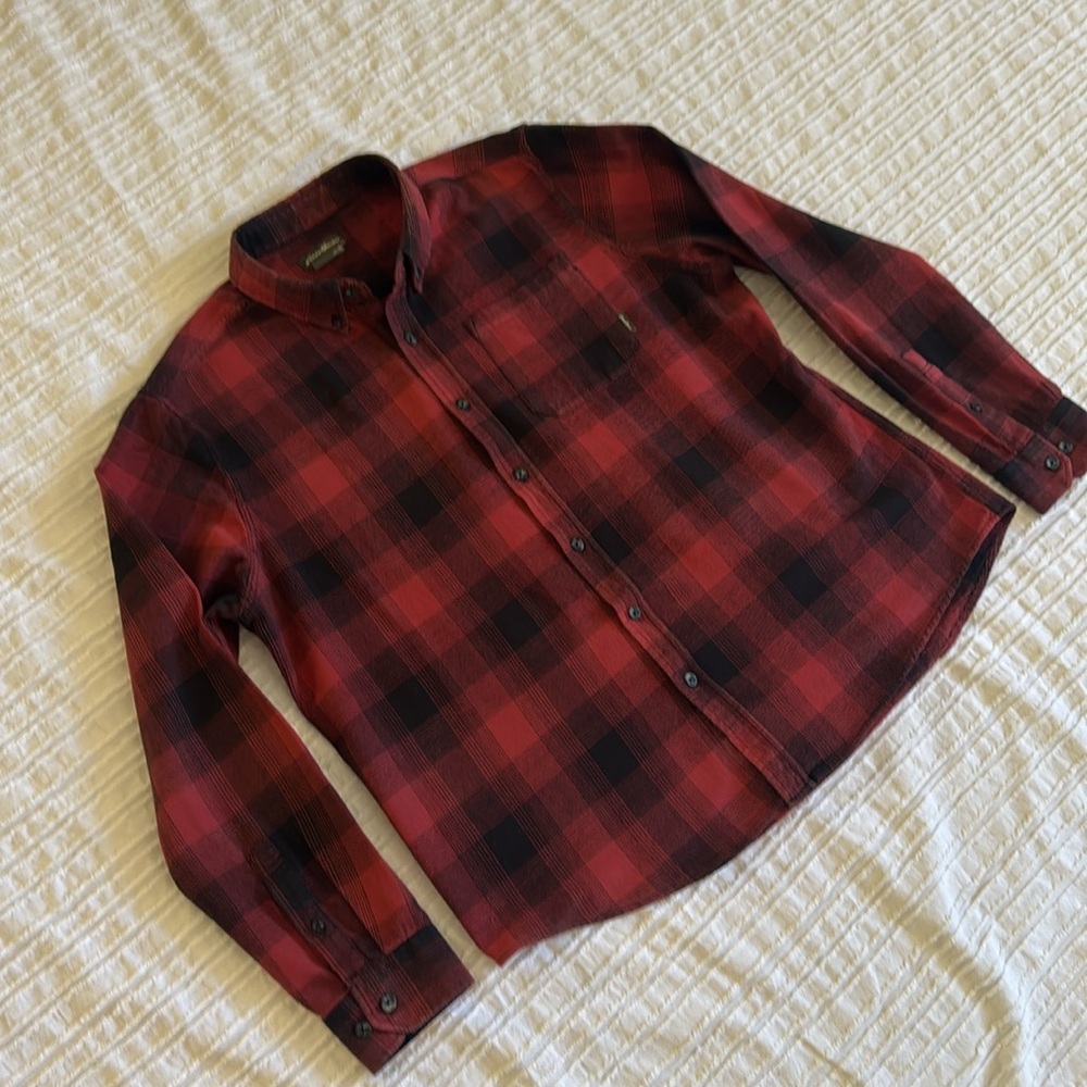 Eddie Bauer Flannel Red Plaid Shirt sz XL